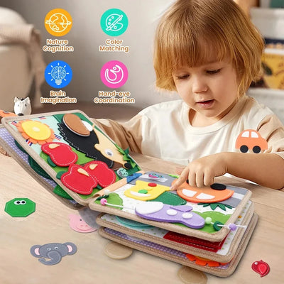 Montessori Giraffe Busy Book, Children Shape Toys, Fine Motor Skills Knowledge Developing Educational Toys, Sensory Busy Book