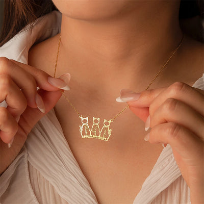 Custom Cute Dog Cat Necklaces Pendant Name Stainless Steel Circle Chain  Personalized Pet Jewelry Customized Necklaces For Mom