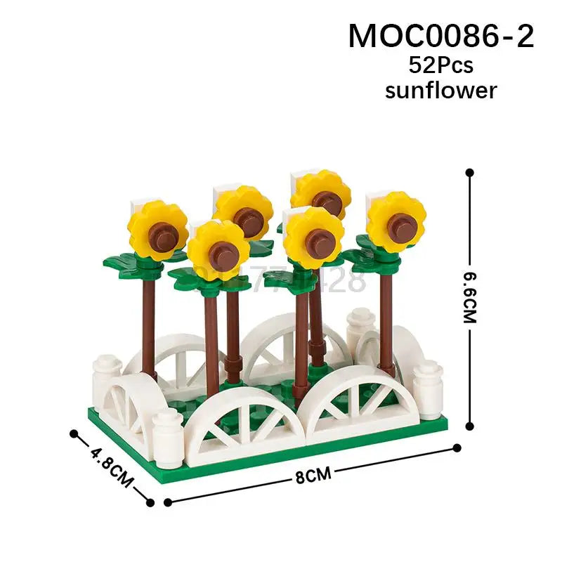 MOOXI City farm MOC Parts Figures Building Blocks Set Plant Tree Leaf Flower Grass Garden Model Friends Bricks Toys For Children