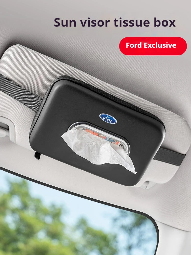 Car 3D stereoscopic tissue box seat backrest Sun visor tissue box For Ford Mondeo Focus Explorer Ranger Fiesta Kuga Raptor Edge