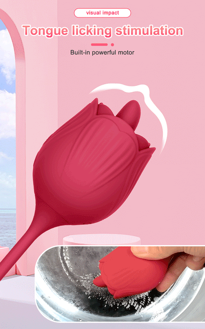 Rose-Licking Vibrator Female G Spot Nipple Clitoris Stimulator Tongue Lick Vibrating Love Egg Dildo Adults Sex Toys for Women