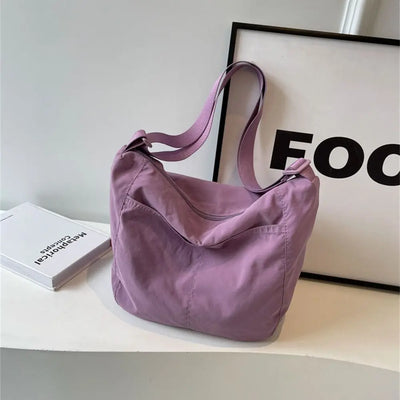 Women Girls Crossbody Shoulder Bags Fashionable Solid Color Nylon Bags Tote Bag Outdoor Travel Ultra-large Capacity Bags
