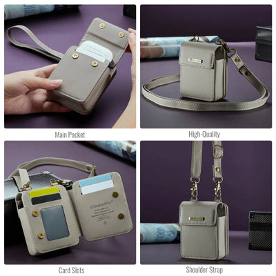 2 in 1 Crossbody Bag Case For Samsung Galaxy Z Flip6 Z Flip 5 Z Flip4 3 Screen Protector Luxury Leather Finger Ring Holder Cover