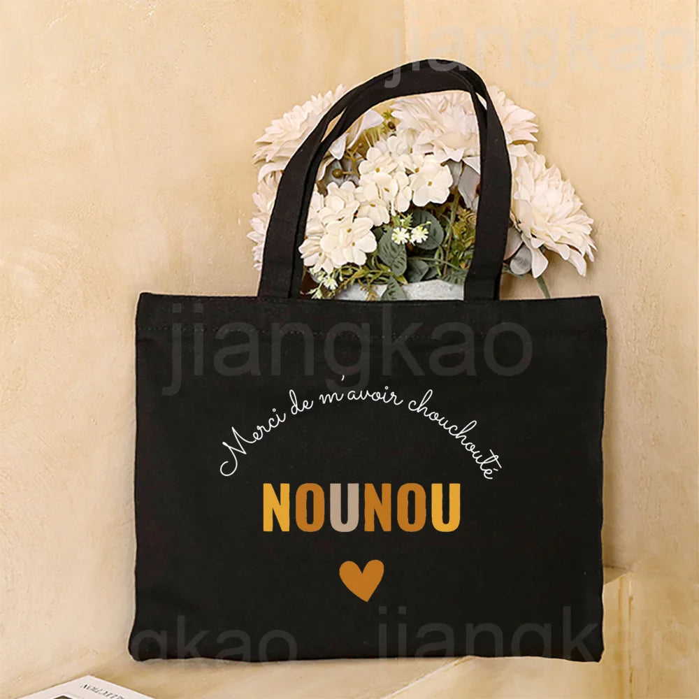 Love You Nanny Thank You for This New Year Print Women Tote Bag Shopping Bags Female Shoulder Bag Travel Handbag Gift for Nounou