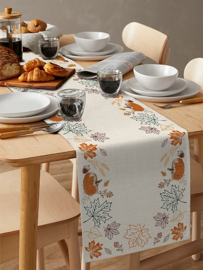 Thanksgiving Autumn Pumpkin Maple Leaf Dining Table Runner Wedding Decor Linen Table Runner Dining Table Christmas Decoration