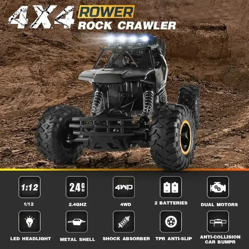 New 4WD RC Car 1:12 Off Road 4x4 Remote Control Cars Radio Buggy Truck Racing Drift with Led Lights Toys Gift for Children Adult