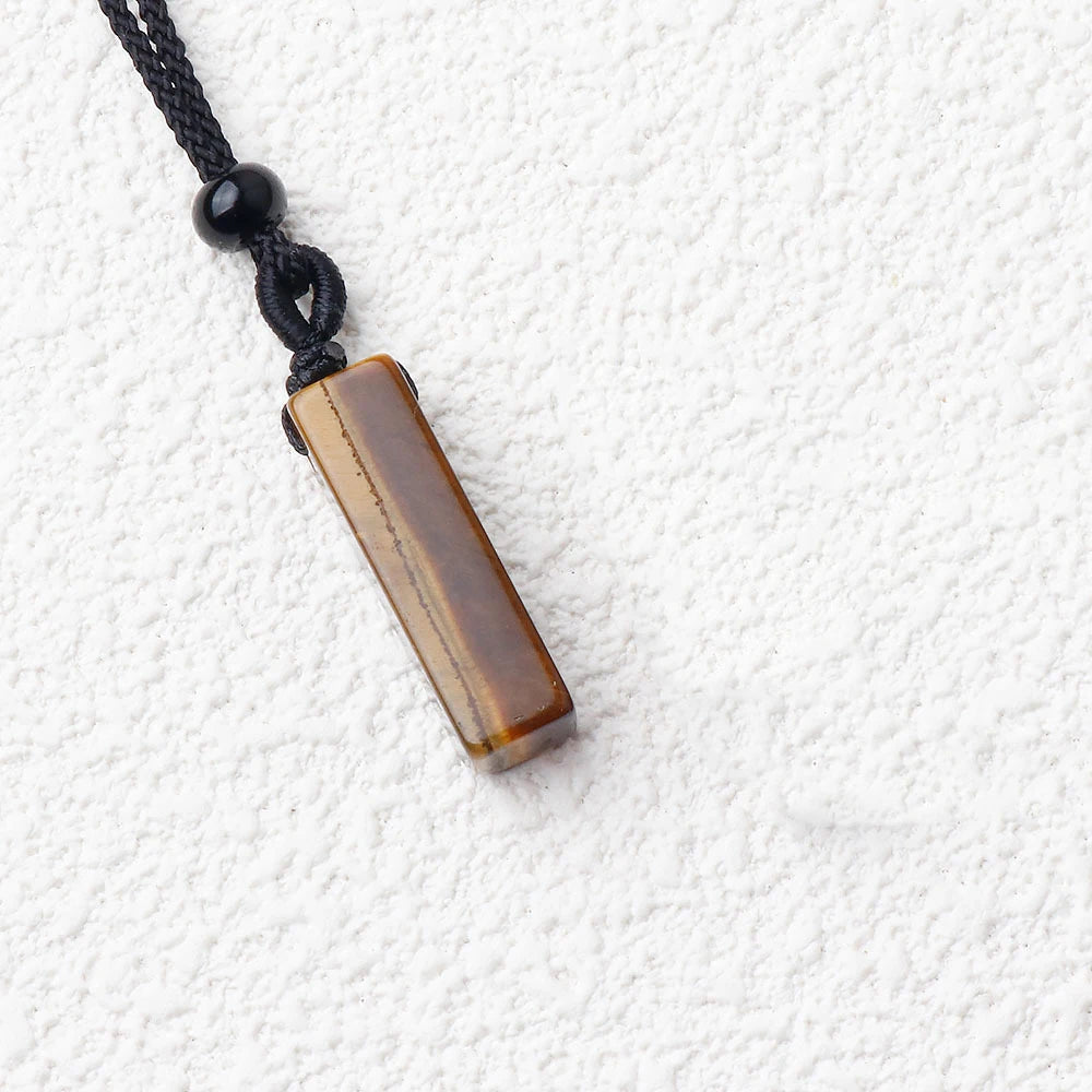 1PC Natural Stone Amethyst Rectangular Pendant Charms DIY Necklace Jewelry Accessories