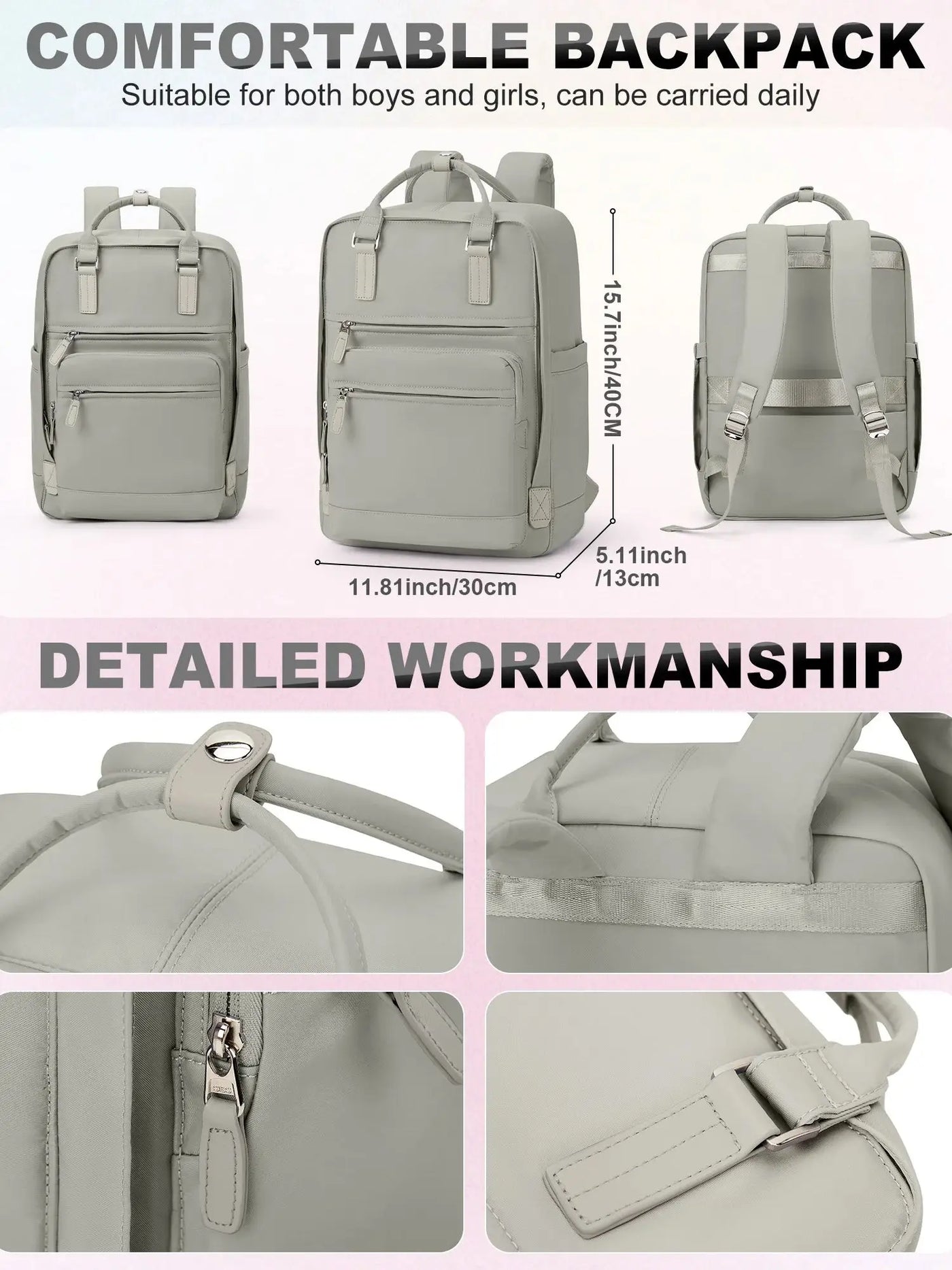 Girl's School Bag Laptop Backpacks Women's Commuter Nylon Informal Backpack, Casual Youth School Bookbag 2024 College Backpack