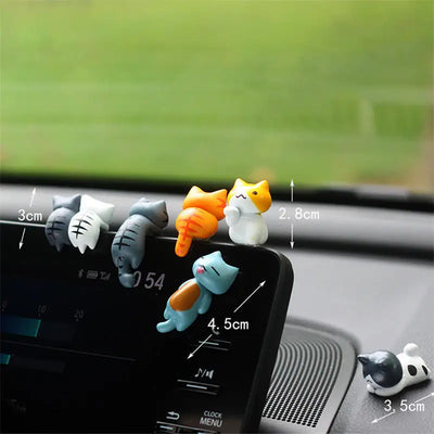 6 Pcs Healing Series Cat No Trace Stickers Cute Cat Interior Decoration Center Console Screen Cartoon Figurine Accessories