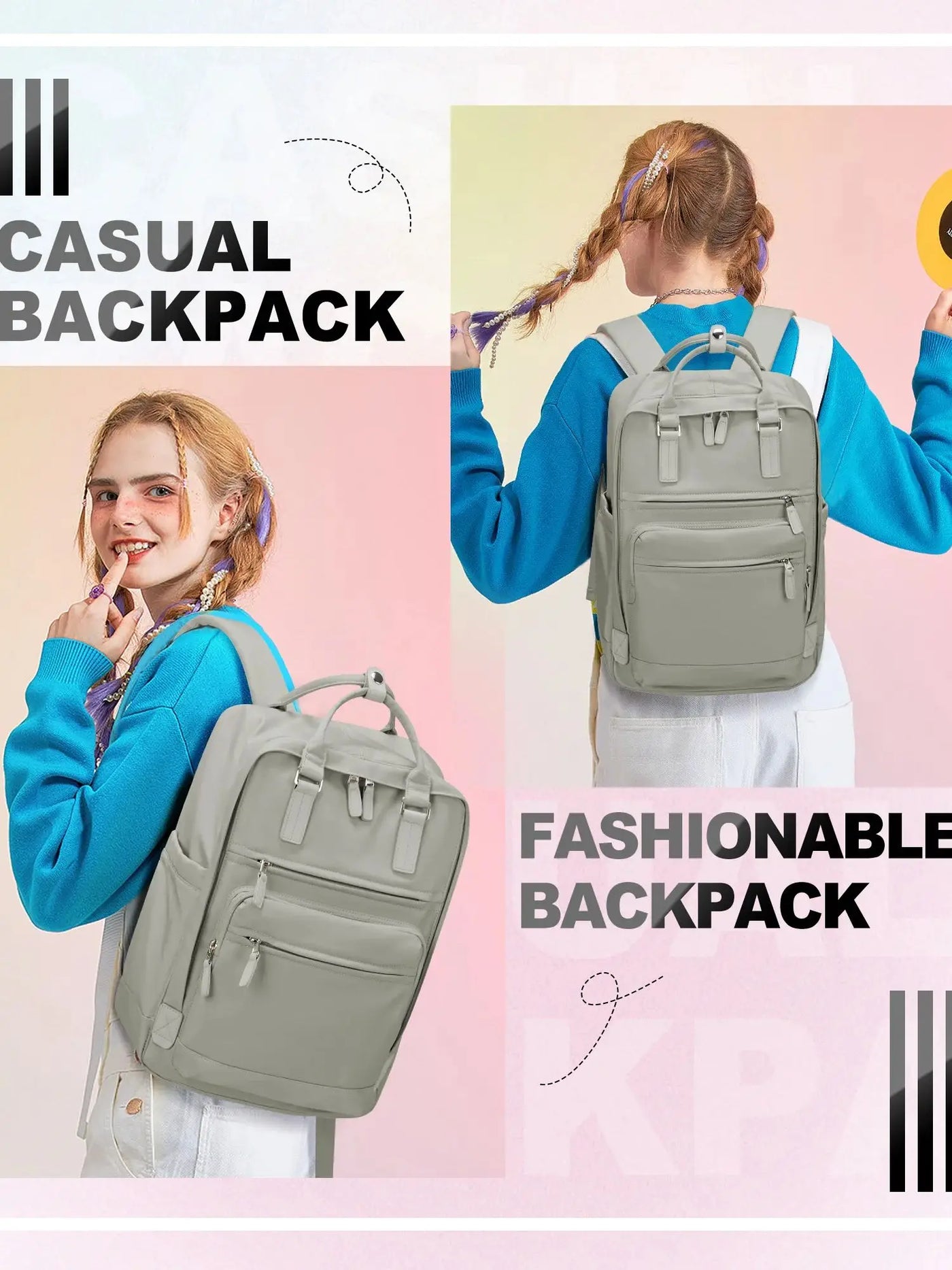 Girl's School Bag Laptop Backpacks Women's Commuter Nylon Informal Backpack, Casual Youth School Bookbag 2024 College Backpack