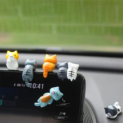 6 Pcs Healing Series Cat No Trace Stickers Cute Cat Interior Decoration Center Console Screen Cartoon Figurine Accessories