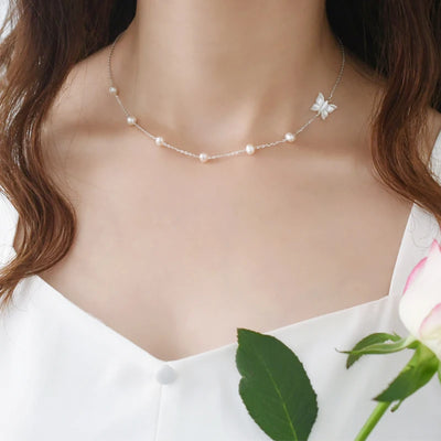 ASHIQI Natural Freshwater Pearl 925 Sterling Silver Necklace Fine Jewelry for women