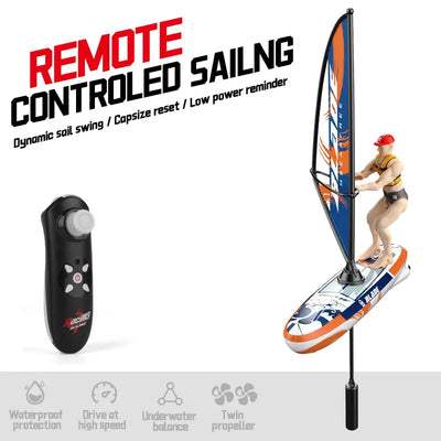 2.4G Remote Control Sailing Boat Doll Swinging Sailboat Model Decoration RC Racing Boat Kids Outdoor Balance Sailboat Water Toys
