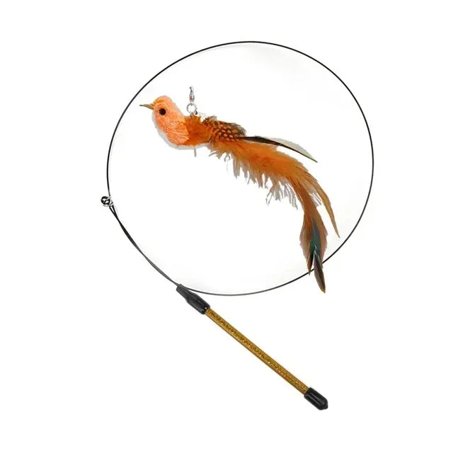 Simulation Bird Cat Toys Funny Interactive Peacock with Bell Cat Stick Toy for Kitten Playing Teaser Wand Toys Pet Cats Supplies