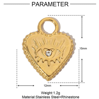 3pcs/Lot French Antique Stone Heart Stainless Steel Bracelet Diy Charms Women Love Necklace Pendant Lock Jewelry