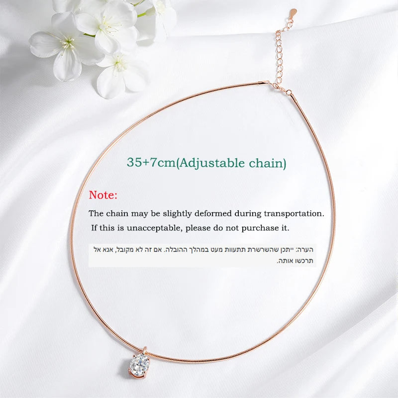 Smyoue 3/4/5CT Oval Cut Moissanite Pendant Necklace for Women Men Lab Diamond Classic Solitaire Chain Real 925 Sterling Silver