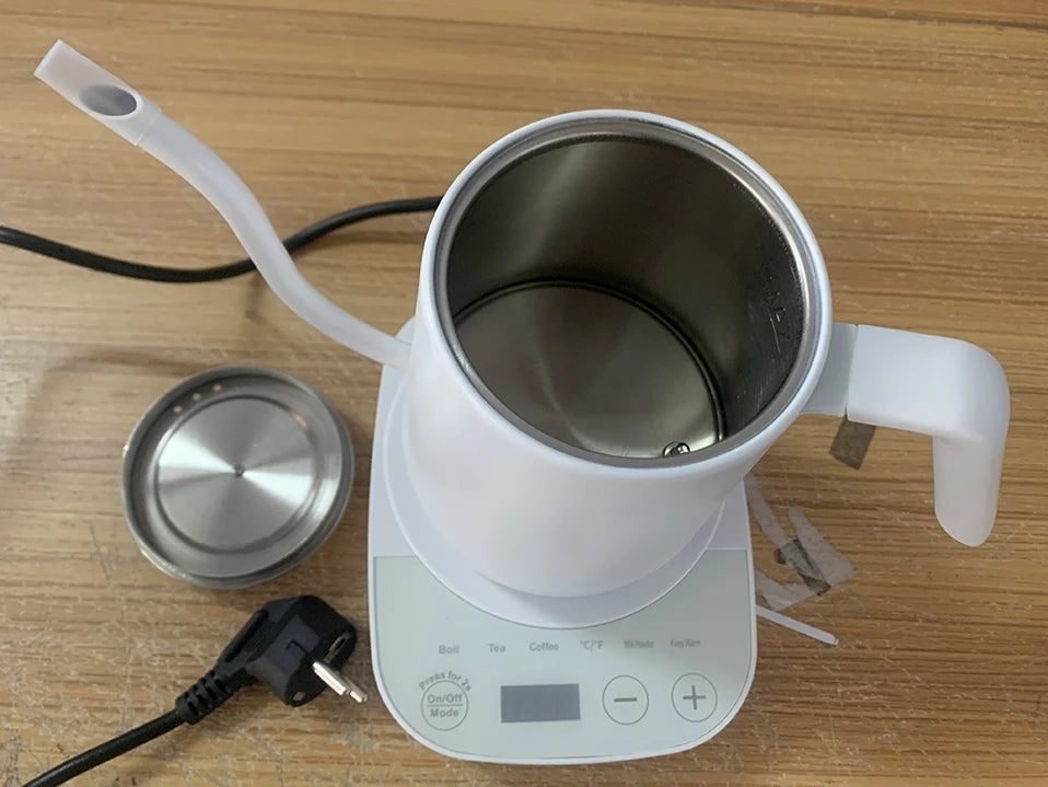 Electric Kettle 800ml Gooseneck Hand Brew Coffee Pot Thermo Pot 304 Stainless Steel Teapot Smart Temperature-Control Water Jug