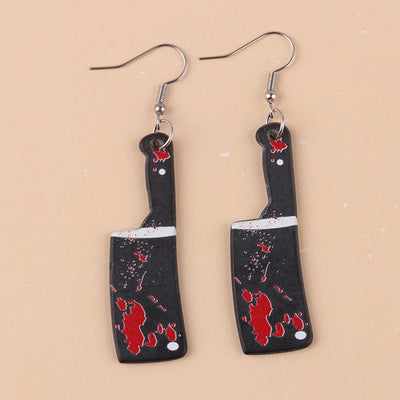Halloween Earrings Funky Spooky Quirky Earrings Bloody Knife Axe Dangle Earrings Creepy Acrylic for Women Girls Jewelry Gifts