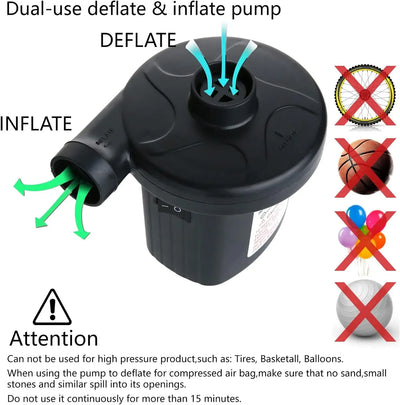 50W Electric Air Pump with 3 Nozzles，Quick 5000PA  Air Pump Inflator Deflator for Air Mattress Beds Pool Toys Raft Vacuum Bag