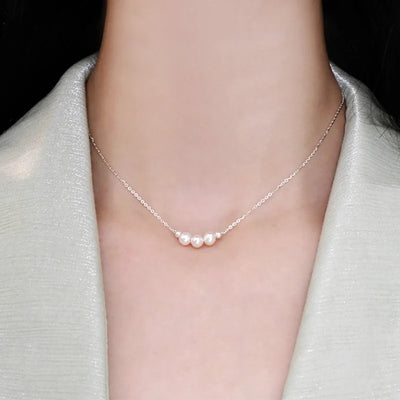 ASHIQI Natural Freshwater Pearl 925 Sterling Silver Necklace Fashion for Women Gift Jewelry