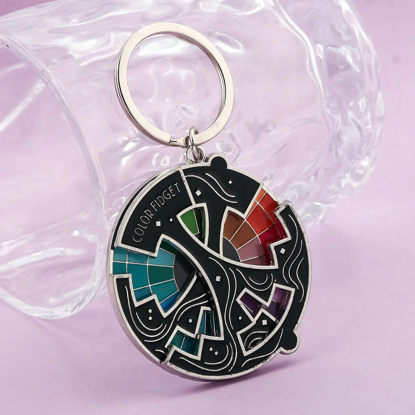 Color Design Colourful Anxiety Relief Badge Color Fidget Wheel Keychain Pendant Relieve Stress Quickly Identify Tonal Jewelry