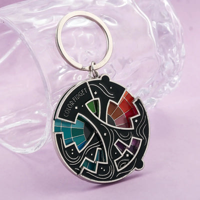 Color Design Colourful Anxiety Relief Badge Color Fidget Wheel Keychain Pendant Relieve Stress Quickly Identify Tonal Jewelry