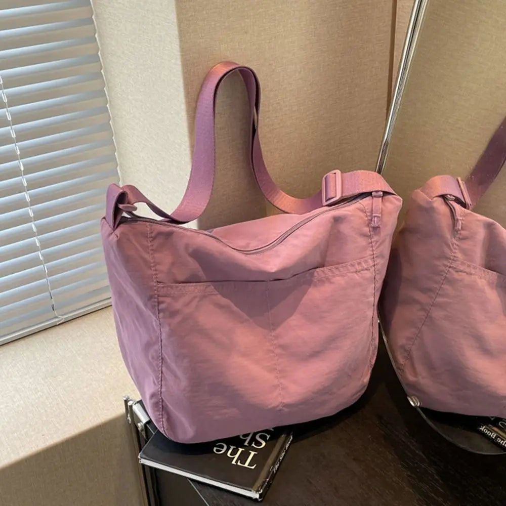 Women Girls Crossbody Shoulder Bags Fashionable Solid Color Nylon Bags Tote Bag Outdoor Travel Ultra-large Capacity Bags