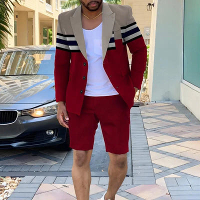 Mens Clothing Summer Single-Breasted Outfits 2023 Men Business Office Short Pants Suit Fashion Casual Long Sleeve Two Piece Sets - The world bestselling 