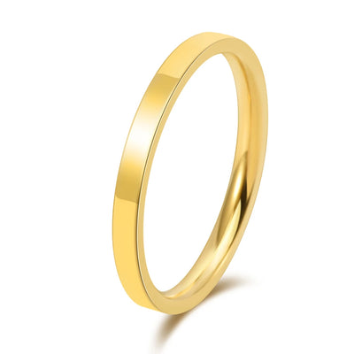 Korean Couple Rings for Women & Men Titanium Steel 2mm Thin Band Minimalist Jewelry Polished Smooth Stackable Matching Rings
