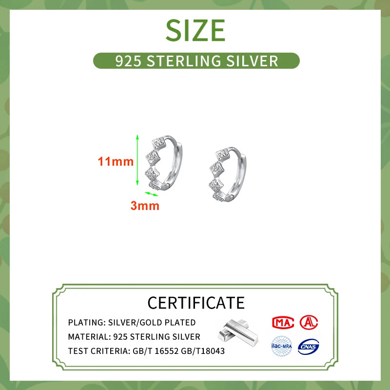 INZATT Real 925 Sterling Silver Zircon Square Hoop Earrings for Women Party Classic Fine Jewelry Geometric 2024 Accessories