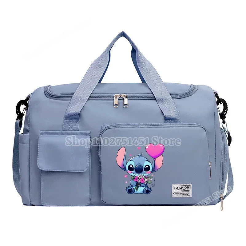 Disney Stitch Carry on Travel Bag Oxford Waterproof Sport Gym Tote Bags Large Capacity Weekender Duffle Luggage Portable Storage