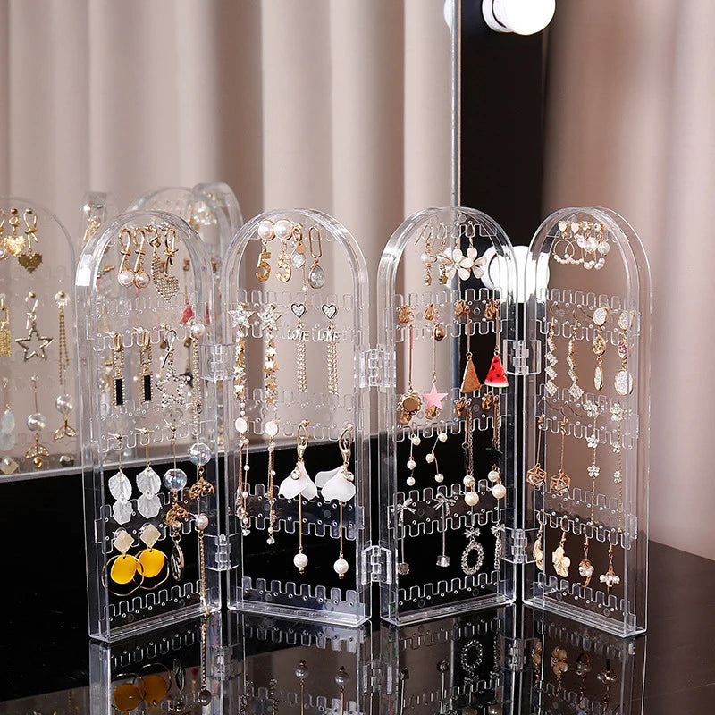 Foldable Earring Stud Display Stand Necklace Jewelry Stand Stand Earring Storage Rack Fan Panel Display Storage Box