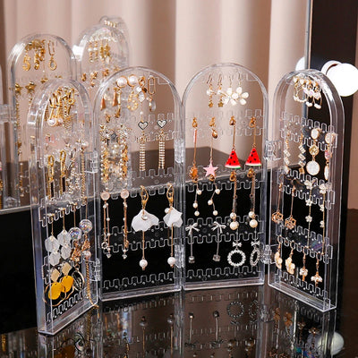 Foldable Earring Stud Display Stand Necklace Jewelry Stand Stand Earring Storage Rack Fan Panel Display Storage Box