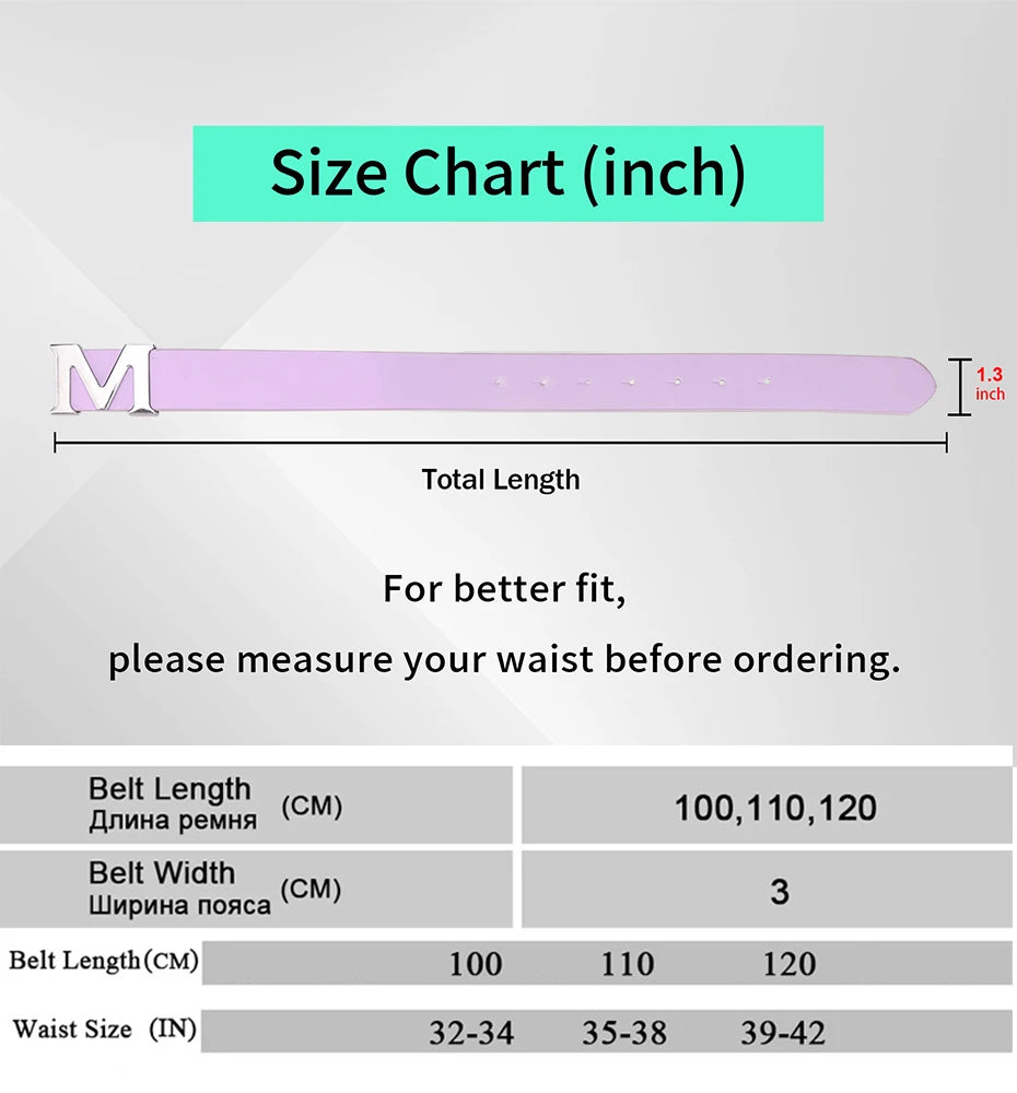 Maikun Women’s Leather Belts Removable Letter M Plate Buckle  High Quality PU Leather Belt  For Jeans Dress Halloween - The world bestselling 