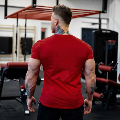 Men's Gym Fitness Clothing Man Cotton Sports Short Sleeve T-shirt Running Training Slim Printed Shirt Sweatshirt Casual Tops - The world bestselling 