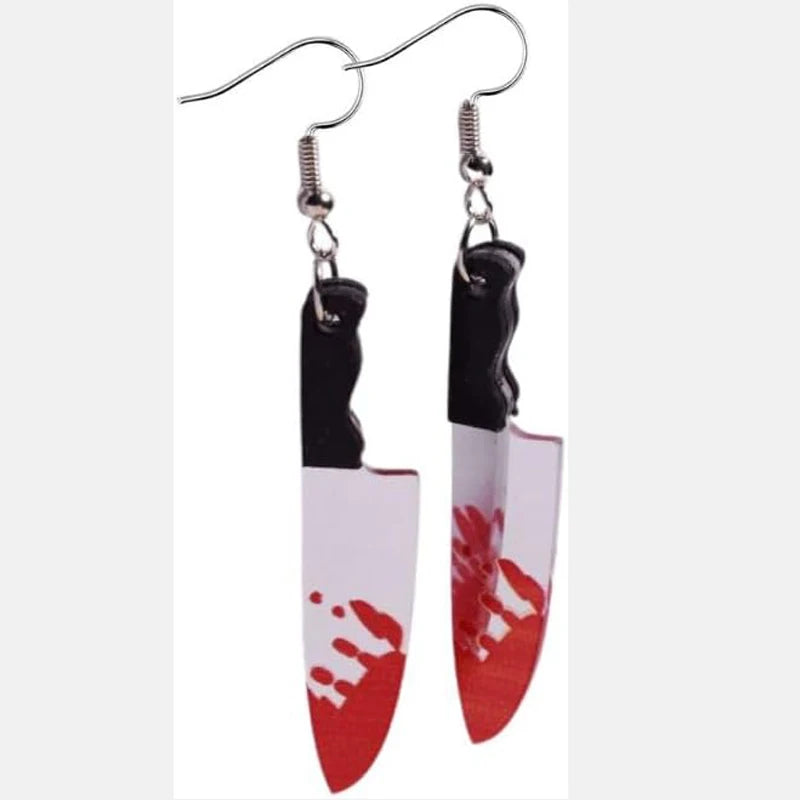 Halloween Earrings Funky Spooky Quirky Earrings Bloody Knife Axe Dangle Earrings Creepy Acrylic for Women Girls Jewelry Gifts