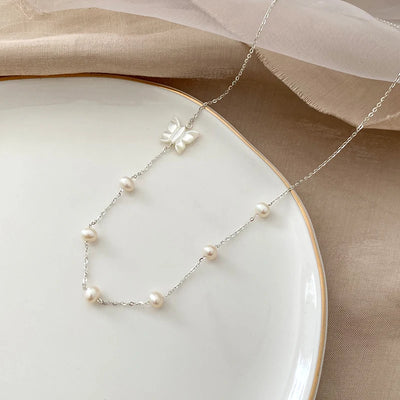 ASHIQI Natural Freshwater Pearl 925 Sterling Silver Necklace Fine Jewelry for women