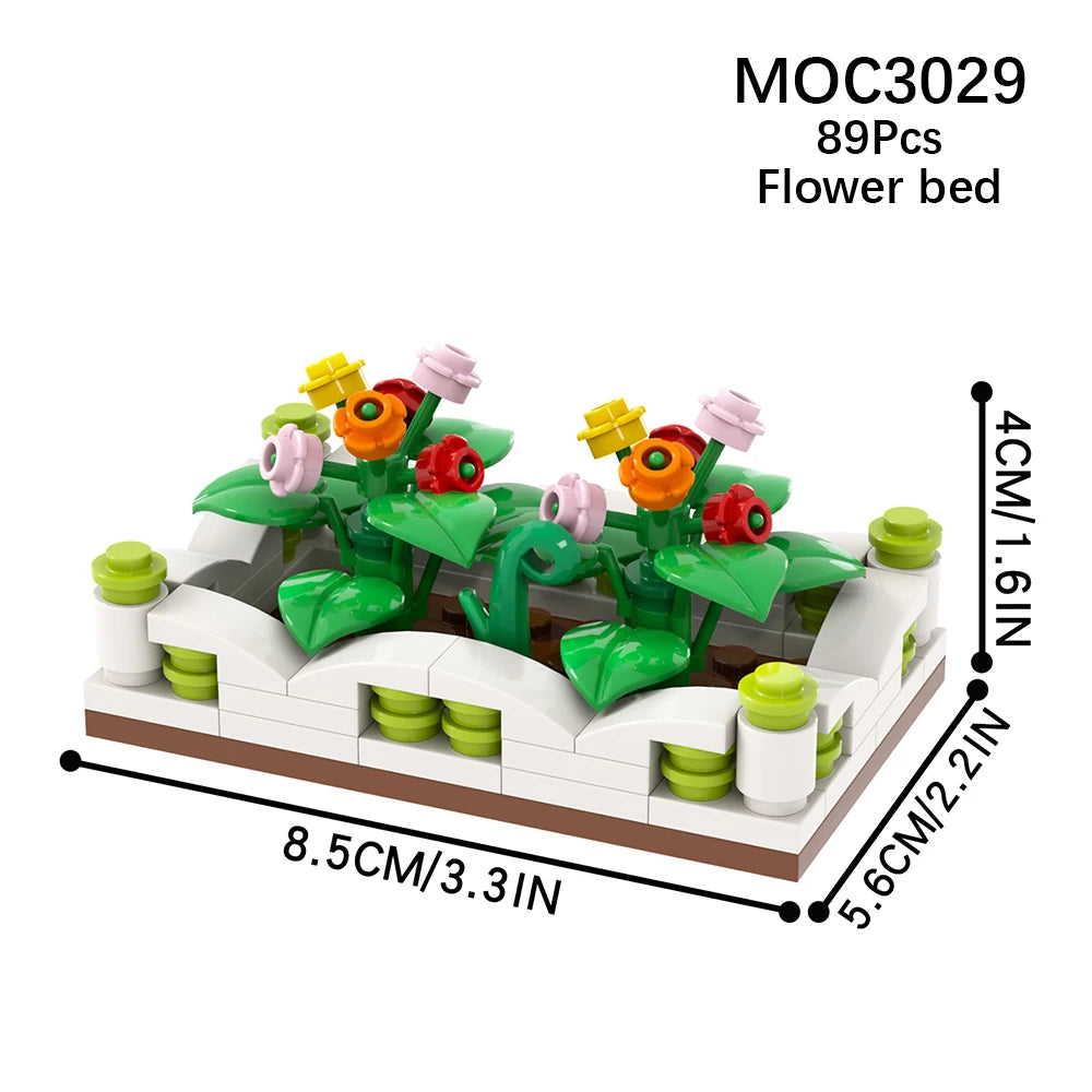 MOOXI City farm MOC Parts Figures Building Blocks Set Plant Tree Leaf Flower Grass Garden Model Friends Bricks Toys For Children