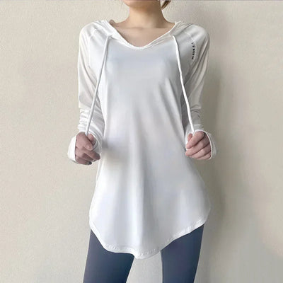 Women's Sports Wear for Fitness Running Hooded Long Sleeve Gym Woman Sport Shirt Yoga Top Breathable Gym Yoga Loose Shirts - The world bestselling 