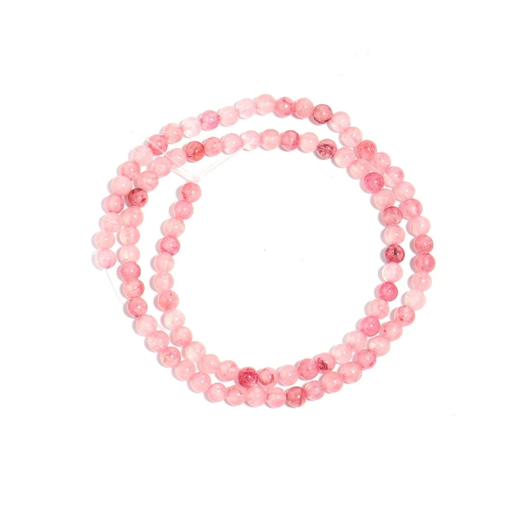 1Strand Natural Persian Jade Stone Pink 4/6/8/10/12mm Loose Spacer Gem Bead for Jewelry Making DIY Bracelet Necklace Accessories