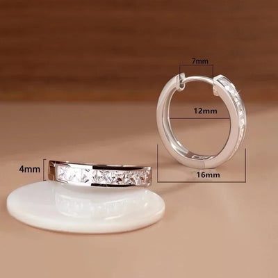 925 Sterling Silver Shining Zircon Earrings for Women Circle Round Earrings Fashionable Elegant Jewelry Birthday Party Gifts