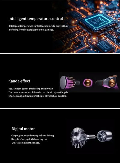 6-in-1 Multi-Function Hair Dryer Styling Tool Curling Iron Hot Air Brush Curling Rod Salon Professional Hair Styler