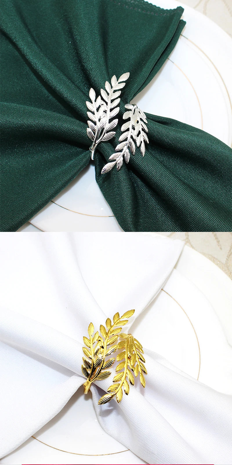 Gold Wheat Napkin Rings Metal Leaf Napkin Holder for Harvest Festival Fall Thanksgiving Dinner Party Table Decoration