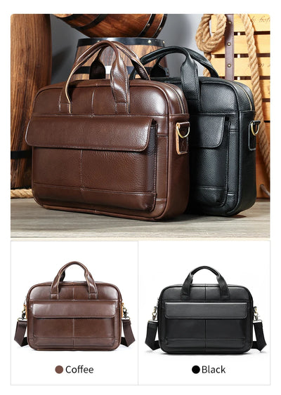 Men's Briefcase Leather Large Capacity Computer Business Shoulder Crossbody Bag Casual Cowhide Handbag For Men
