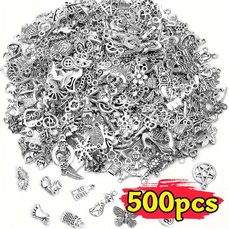 100/500pcs Tibetan Silver Mixed Pendant Animals Charms Beads for Jewelry Making Bracelet Earrings Necklace DIY Craft Art Charms