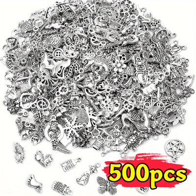 100/500pcs Tibetan Silver Mixed Pendant Animals Charms Beads for Jewelry Making Bracelet Earrings Necklace DIY Craft Art Charms