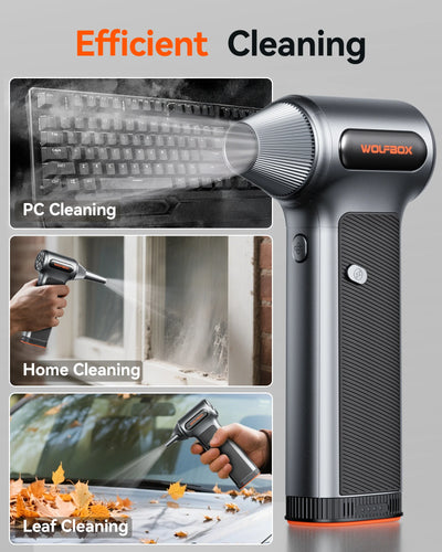 WOLFBOX MF200 Electric Air Duster Air Blower-320g Wind Pressure, Rechargeable 3-Gear Brushless Motor for Car/PC/Home/Outdoor