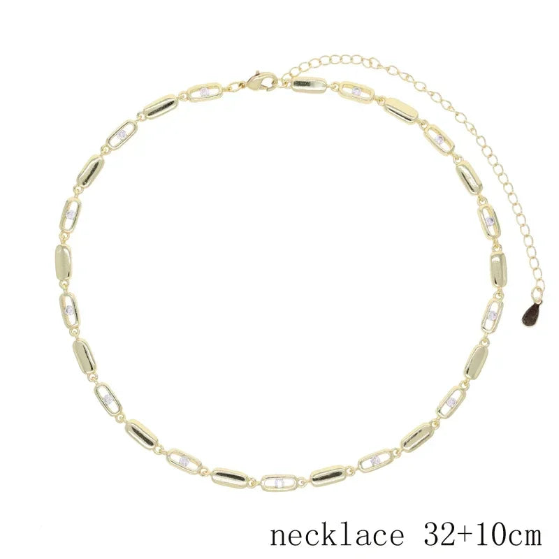 2025 new fashion gold color ladies inlaid zircon Y necklace paper clip necklace shiny jewelry