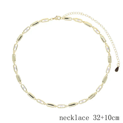 2025 new fashion gold color ladies inlaid zircon Y necklace paper clip necklace shiny jewelry