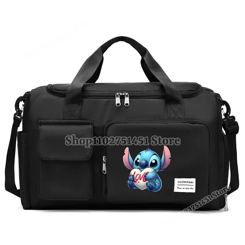 Disney Stitch Carry on Travel Bag Oxford Waterproof Sport Gym Tote Bags Large Capacity Weekender Duffle Luggage Portable Storage